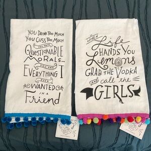 Sale 2/$15 * Unique tea towels (2) NWT embellished with cute ribbons.